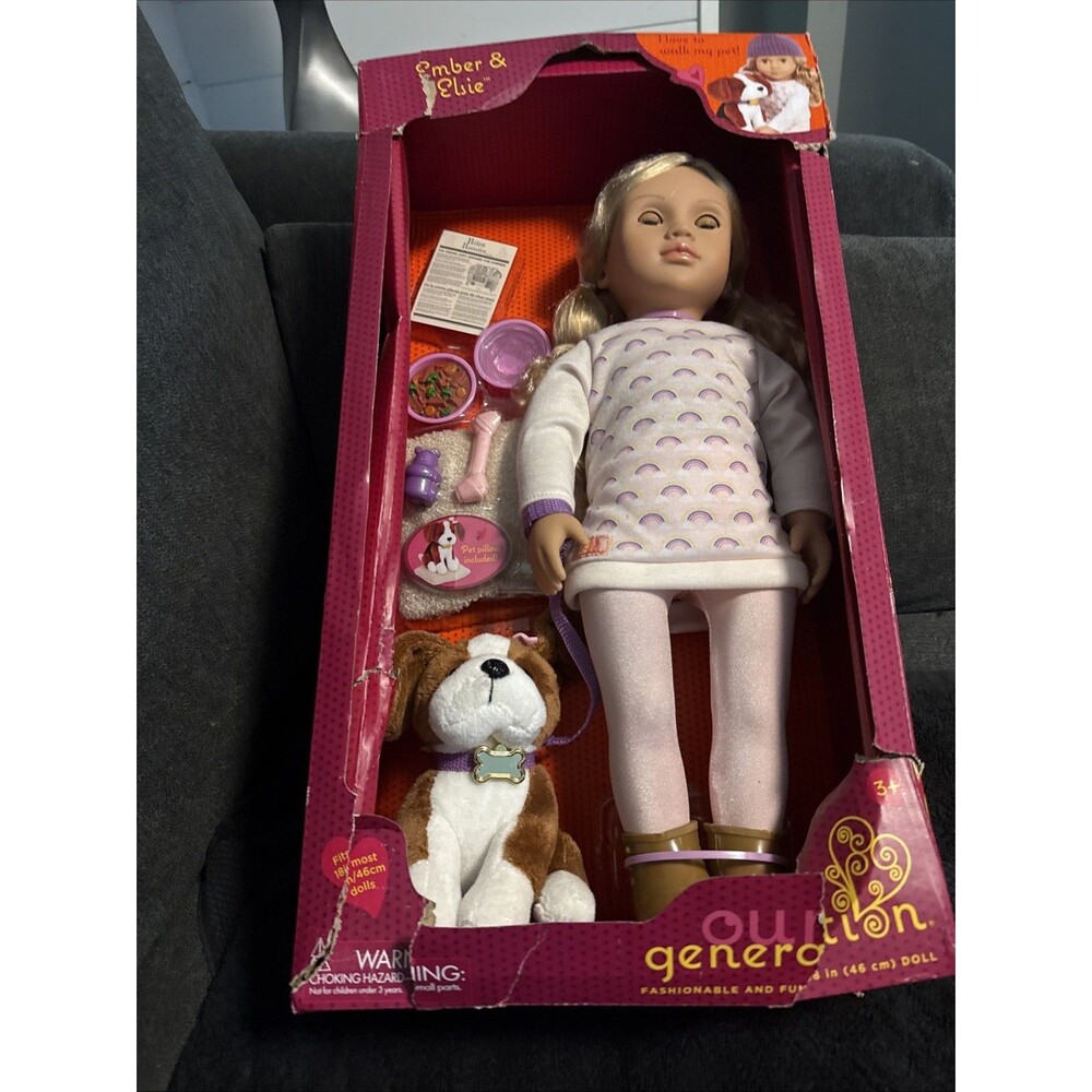 Our Generation Ember & Elsie 18" Doll & Pet Set - Slight Damaged Box Brand New